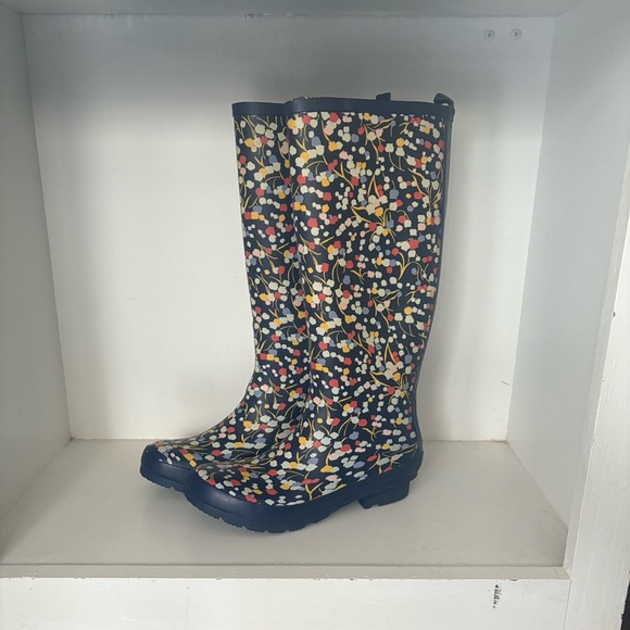 Anthropologie Floral Blue Rainboots W7 - Picture 12 of 12